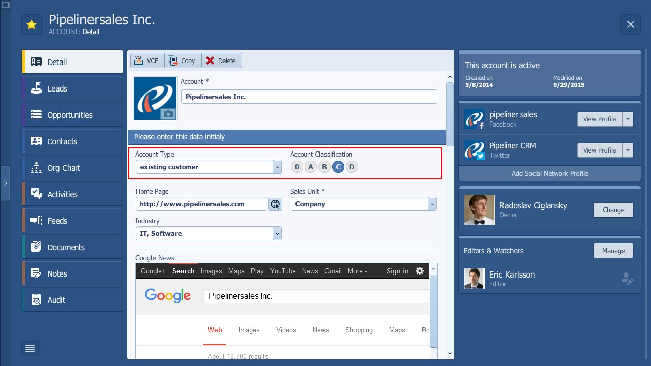 Manage your account. Ключ CRM 8. Luis-Gaviola+"account Management".