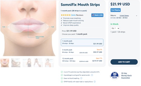 product page from Somnifix
